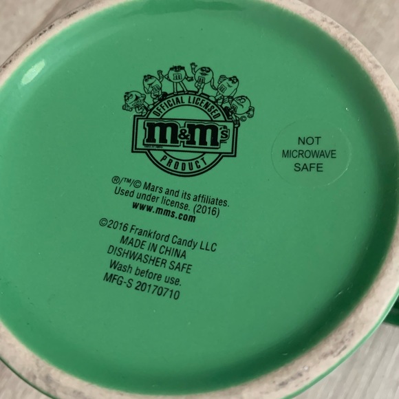 Green M & M’s Coffee Mug. Very Good Condition. No chips or cracks.  4” H - Picture 10 of 11